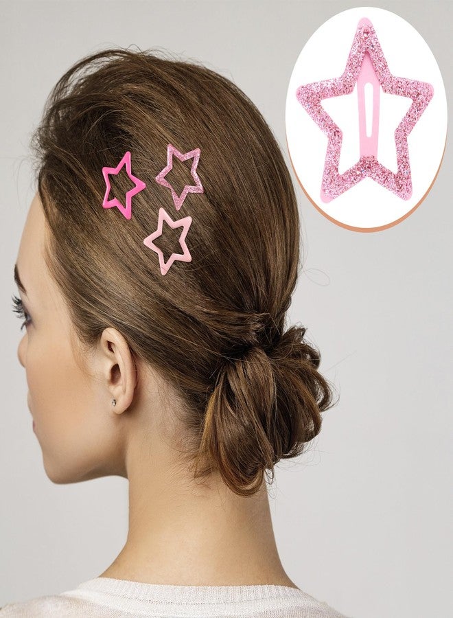 Mxxipp 18pcs Star Hair Clips for Women, Non-Slip Metal Star Snap Barrettes, Y2K Hairstyle Accessories for Thick Thin Fine Straight Curly Long Short Hair- Pink & Light Pink & Rose Pink - Image 3